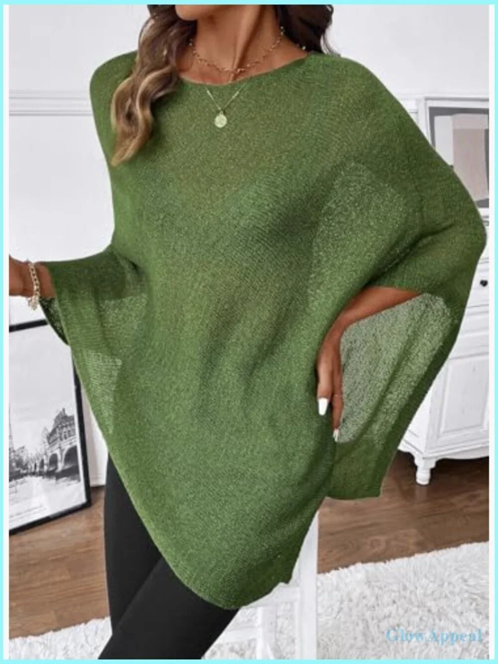 Sheer Knit Poncho Crochet Mesh Beach Cover Up Loose Fit Acrylic